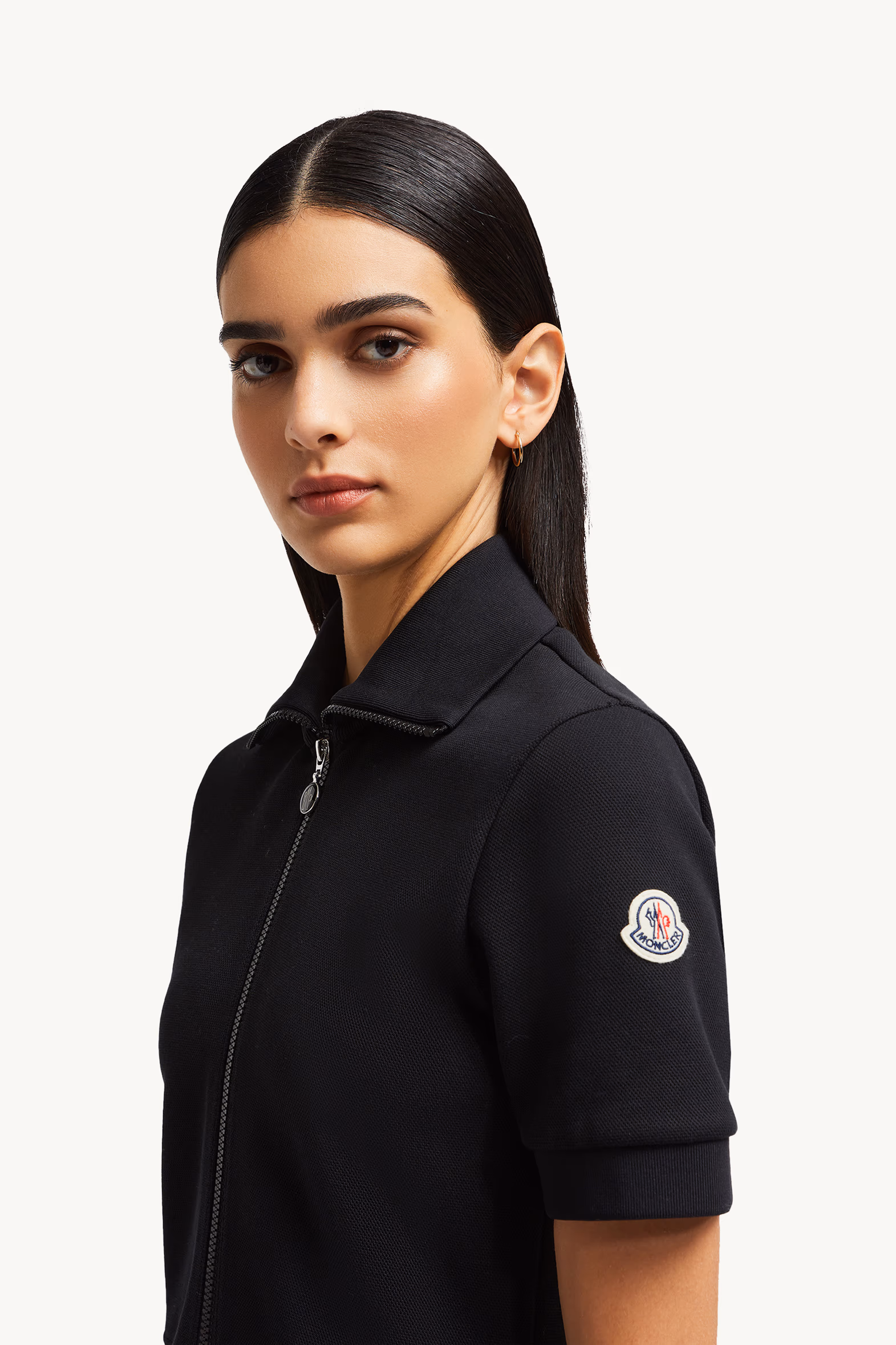 Robe polo semi-zippée en piqué Femmes Noir Moncler 4
